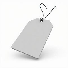 Fototapeta premium Blank white price tag with a black string against a light background, ready for customization.