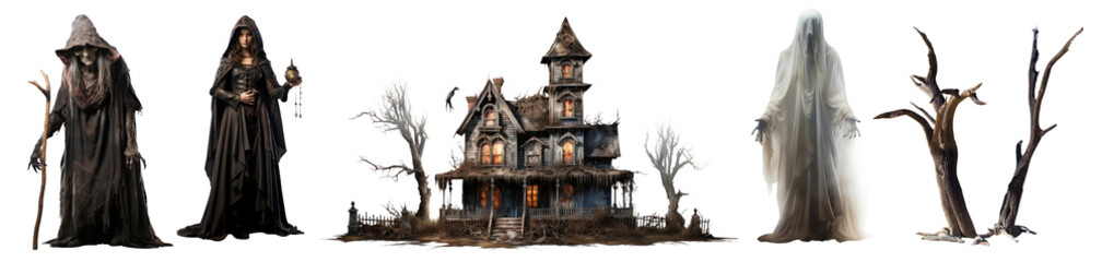 Obraz premium real photo of a Halloween horror theme png cut out element set
