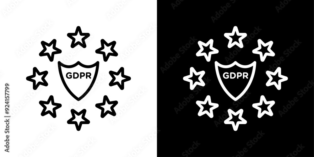 Wall mural gdpr thin line vector icon set.