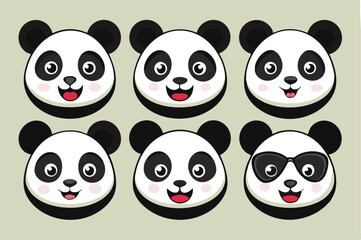 set of funny panda vector illustration, silhouette, logo icon and line art Bundle files 