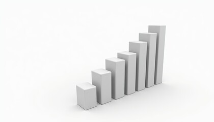 Obraz premium 3D bar chart with six rectangular bars ascending in height from left to right on white background.