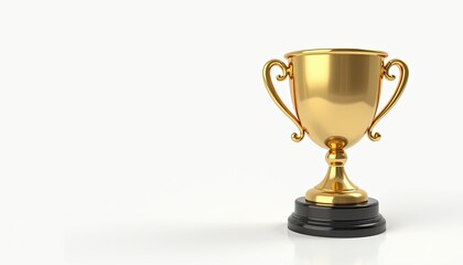 Fototapeta premium Golden trophy with ornate handles on a black base, signifying achievement and excellence.