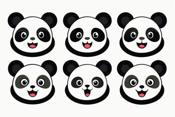 Obraz premium set of funny panda vector illustration, silhouette, logo icon and line art Bundle files 