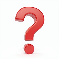 Large red question mark standing upright against a white background, symbolizing inquiry.