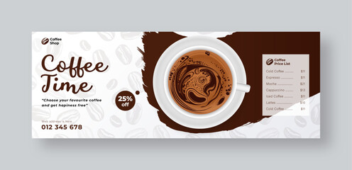 Coffee shop social media facebook cover web banner template, Restaurant cafe web banner