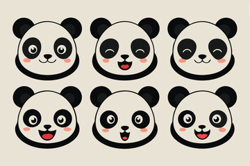 set of funny panda vector illustration, silhouette, logo icon and line art Bundle files 