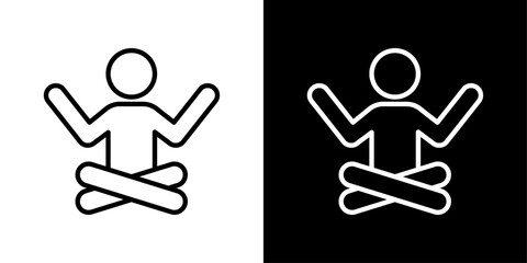 Yoga posture thin line vector icon set.