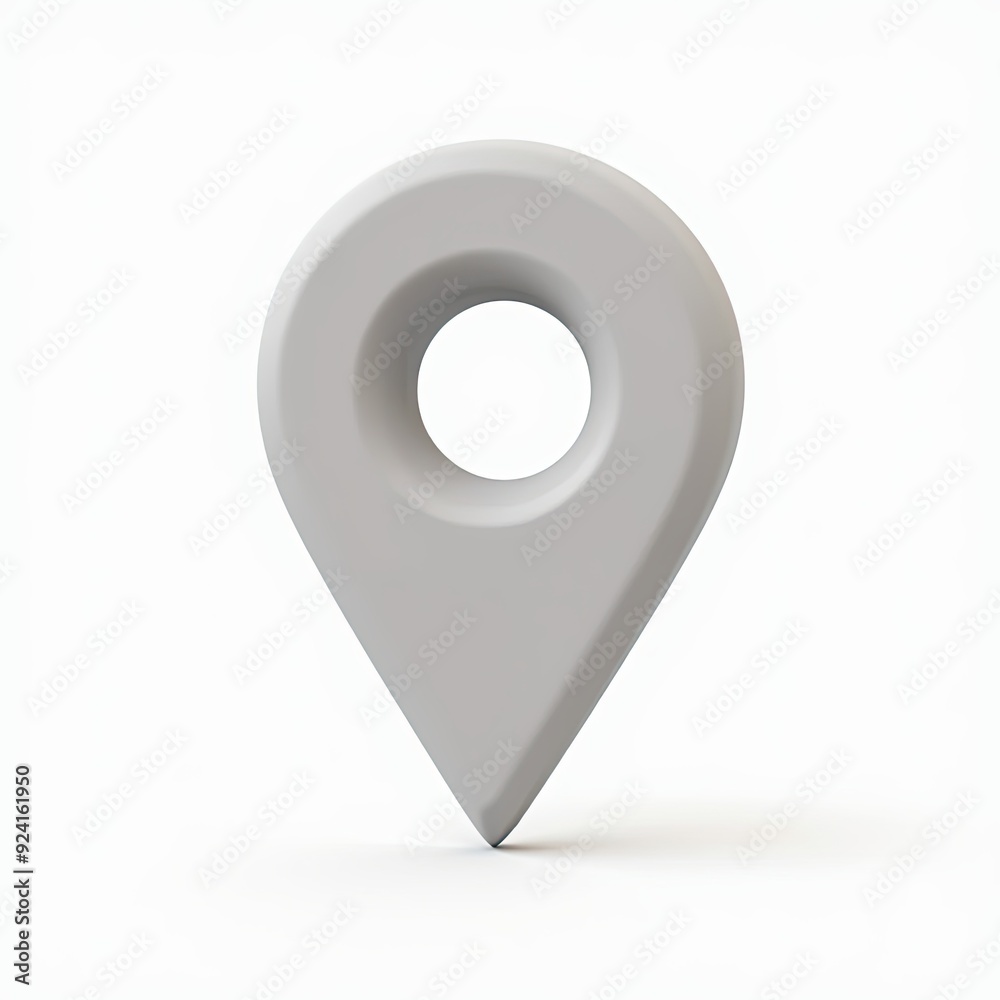 Wall mural minimalistic 3d rendering of a grey map location pin icon on a white background.