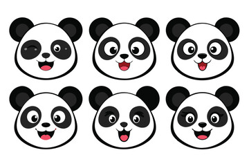 set of funny panda vector illustration, silhouette, logo icon and line art Bundle files 