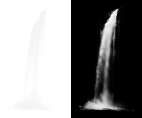 PNG Contrasting waterfall silhouettes nature