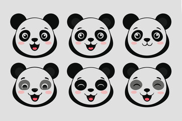Fototapeta premium set of funny panda vector illustration, silhouette, logo icon and line art Bundle files 
