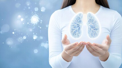 Close up Woman with Glowing Bronchi for Healthy Lifestyle Concept