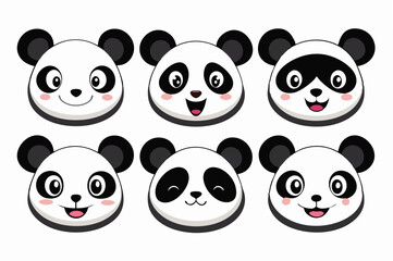 set of funny panda vector illustration, silhouette, logo icon and line art Bundle files 