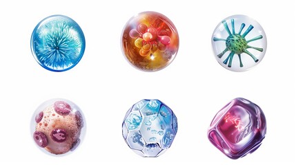 Colorful Scientific Illustration of Microscopic Cells and Viruses