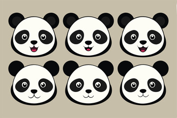 Naklejka premium set of funny panda vector illustration, silhouette, logo icon and line art Bundle files 