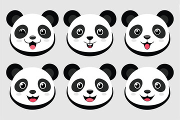 set of funny panda vector illustration, silhouette, logo icon and line art Bundle files 