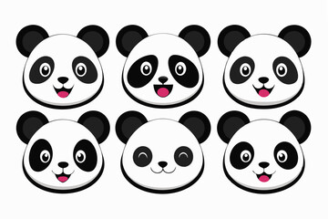 set of funny panda vector illustration, silhouette, logo icon and line art Bundle files 