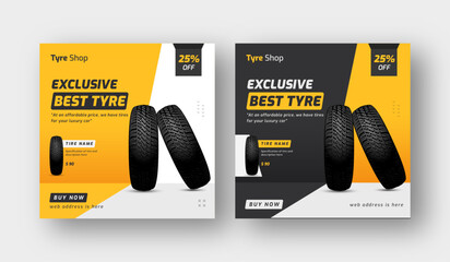 Tire shop social media post web banner template, auto repair shop banner