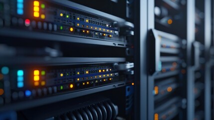 Server Racks with Network Lights