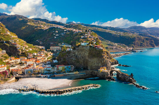 Panoramic view of the small village of Ponta do Sol, near Funchal. Madeira Island, Portugal