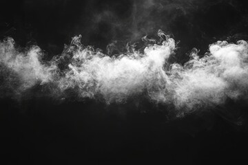 White clouds of vapor smoke on a black background. Free copy space. Halloween mood.