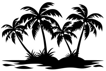 Silhouette Vector Illustration of a Palm Tree - Tropical Vector Art