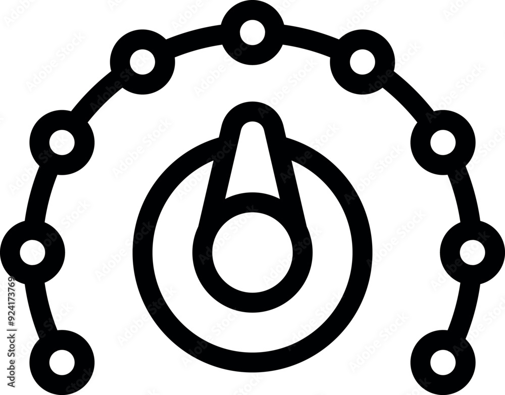 Poster simple icon of a control knob adjusting a parameter on a scale with points