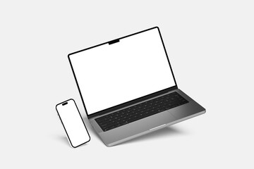 Laptop Macbook And Smartphone Iphone Blank Mockup