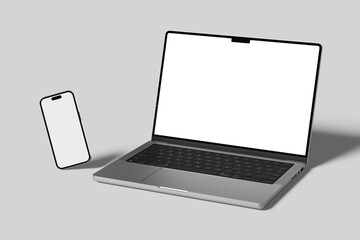 Laptop Macbook And Smartphone Iphone Blank Mockup