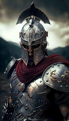 Naklejka premium Medieval knight showing his armor..