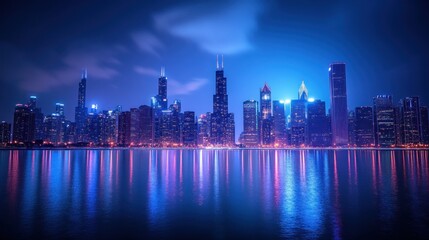 Fototapeta premium Chicago Skyline at Night