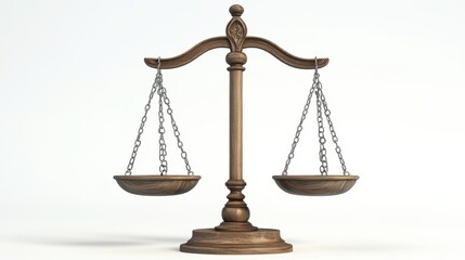 Balanced Justice: 3D Illustration of a Scale with Focused Lighting on White Background