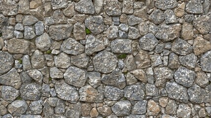 Fototapeta premium Close-up wall made small irregularly shaped stones stones A clos