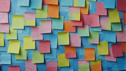 Close-up wall covered colorful sticky notes notes are The image