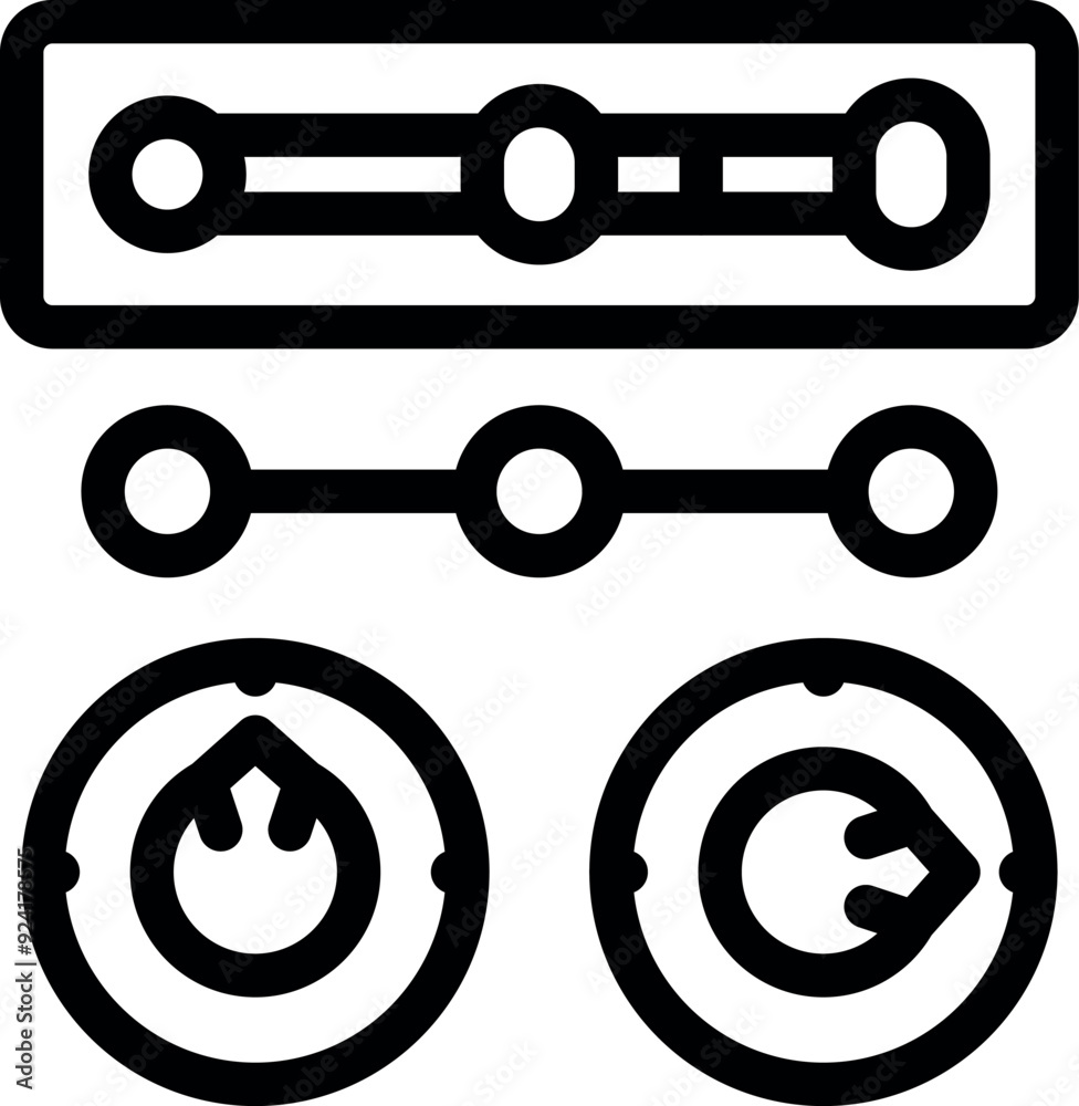 Poster line vector icon of a workflow automation system managing processes, perfect for websites, apps and 