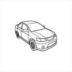 Car outline illustration digital coloring book page line art vector