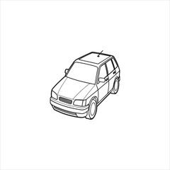 Car outline illustration digital coloring book page line art vector