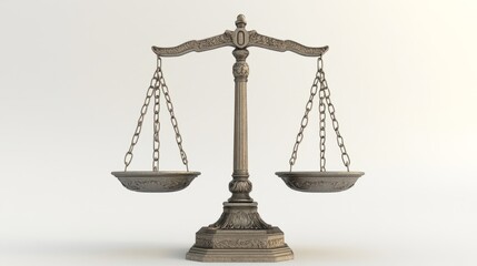 Classic Courtroom Scale 3D Render - Ornate, White Background, Focused Lighting
