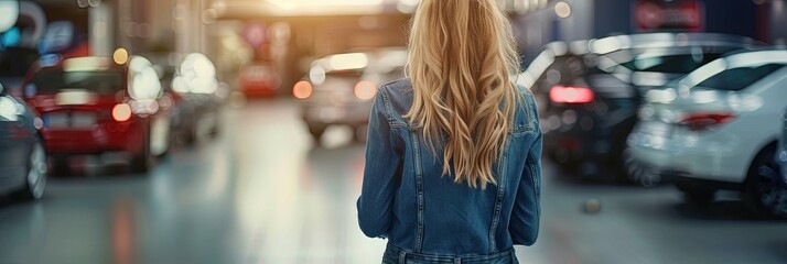 Fototapeta premium woman shopping for a new car