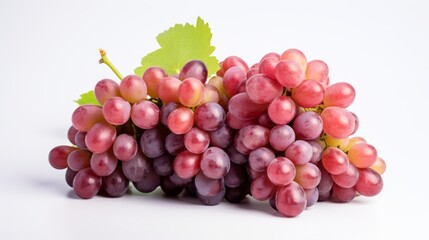 Fototapeta premium Glistening Grapes: Close-Up Photography with Focus Lighting on White Background