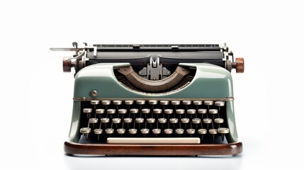 Vintage Typewriter with Shiny Keys on White Background