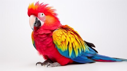 Fototapeta premium Vibrant Parrot Portrait: Striking Colors Against a White Background
