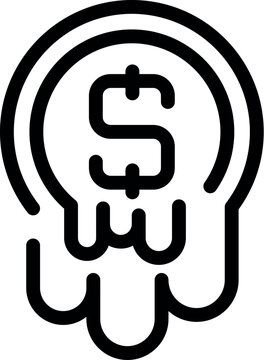 recommend clip art: Minimalist vector illustration depicting a dollar coin melting, symbolizing the concept of financial crisis