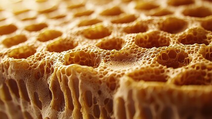   A close-up of a textured surface resembling honeycombs, featuring holes in its center