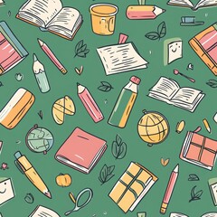 Back to school seamless pattern, Ai generated