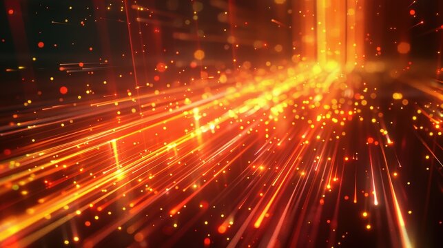 Create a visually engaging futuristic backdrop with vibrant, glowing lines in gold and red, designed for digital presentations and video games