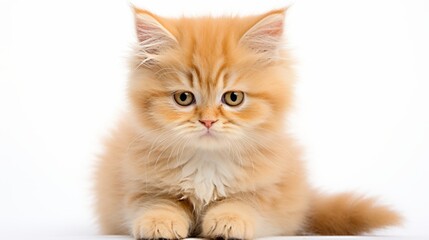 Fototapeta premium Adorable Persian Kitten with Curious Eyes - White Background Portrait