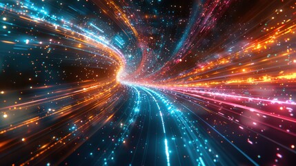 Fototapeta premium Generate an image of a dynamic, multicolor futuristic backdrop, featuring vibrant lines for engaging digital media and video games