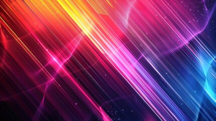 Obraz premium Craft a visually engaging futuristic background with multicolor dynamic lines, showcasing a vibrant design for digital presentations and gaming