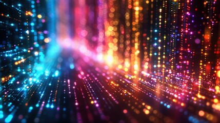 Create a futuristic backdrop with vibrant multicolor lines, featuring dynamic patterns and hues for engaging digital presentations and gaming